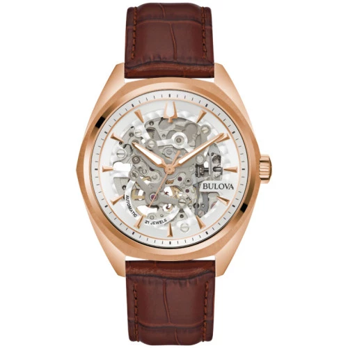 Reloj Bulova 97a175 automatico esqueleto dorado rosa hombre