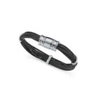 Viceroy pulsera 15192P01000 acero y piel negra