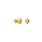 Pendiente de plata dorada chaton circonita 5 mm hombre