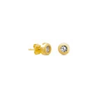 Pendientes plata dorada chaton circonita 3 mm hombre