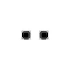 Pendientes plata circonita cuadrada negra 6 mm hombre