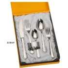 Set 5 cubiertos cuchara cuchillo tenedor cucharilla café acero servilletero LU8145