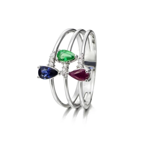 Sortija joya esmeralda zafiro rubi