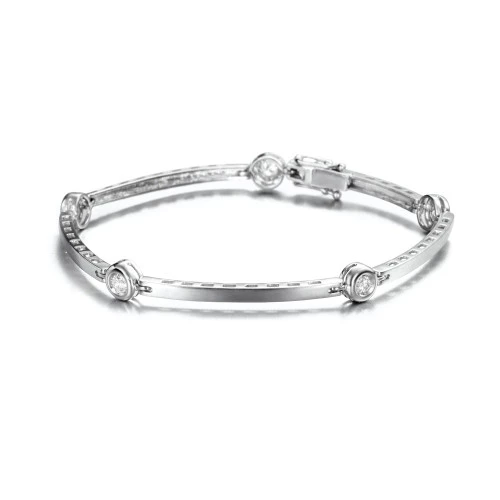 Pulsera semirigida diamantes oro blanco classic